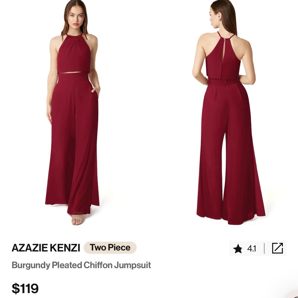 Azazie Red Halter Jumpsuit with Wide-Leg Silhouette